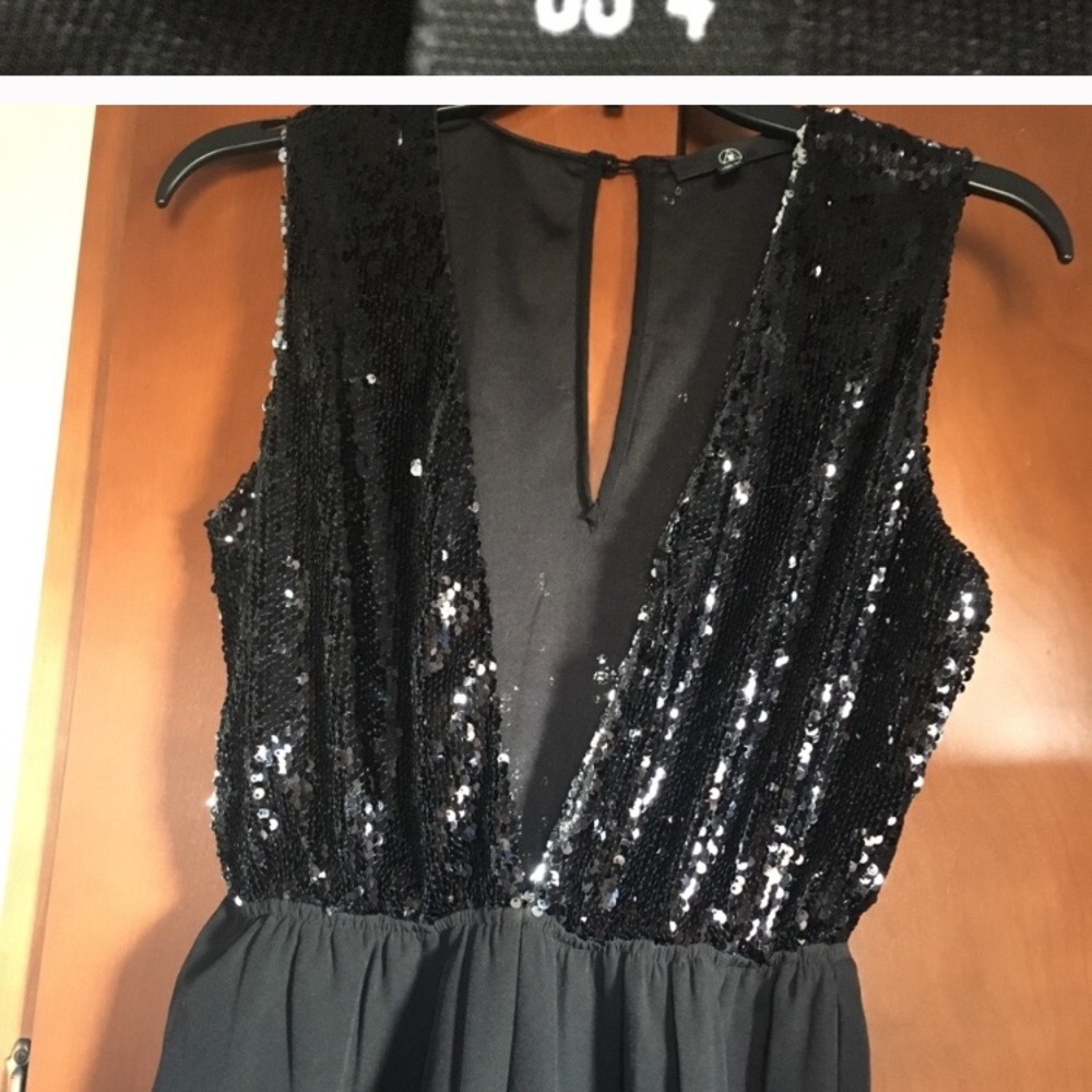 Misguided Plunging Neckline Sequin Top Jumpsuit